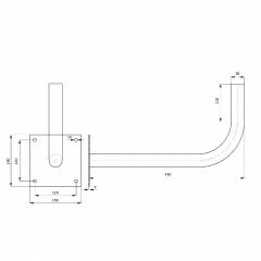 Soporte de Montaje en Pared de Metal Ø38mm L450