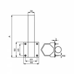 Soporte de Montaje en Tubo Metálico Ø38mm L600 Vertical