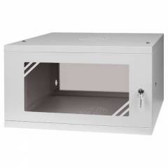 Armario en Rack 19" 6U, 450mm, Puerta de Cristal, Gris
