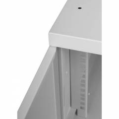 Armario en Rack 19" 6U, 450mm, Puerta de Cristal, Gris