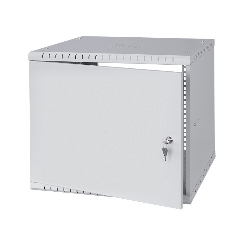 Armario en Rack 19" 9U, 450mm, Puerta metálica, Gris