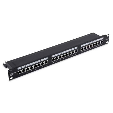 Panel de conexión Cat6 UTP 24-Port RJ-45 19" 1U con estante