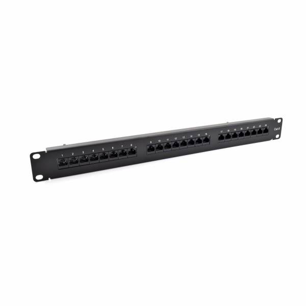 Panel de conexión Cat6 UTP 24-Port RJ-45 19" 1U con estante