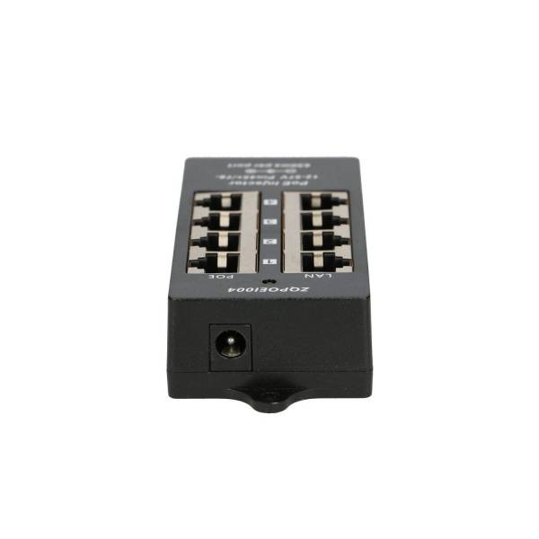 Inyector POE de 4 Puertos Estuche Negro