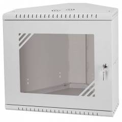 Esquina del Gabinete del Estante 19" 9U, 330mm, puerta de cristal, gris