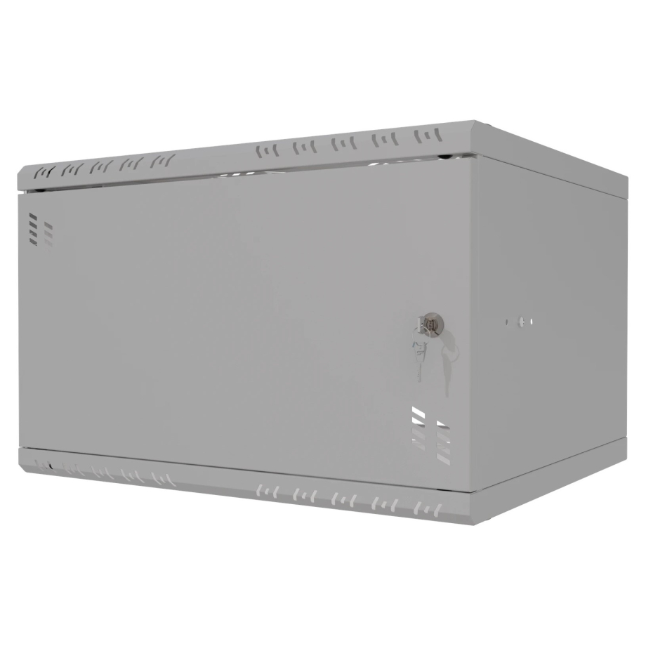 Armario en Rack 19" 6U, 450mm, Puerta metálica, Gris