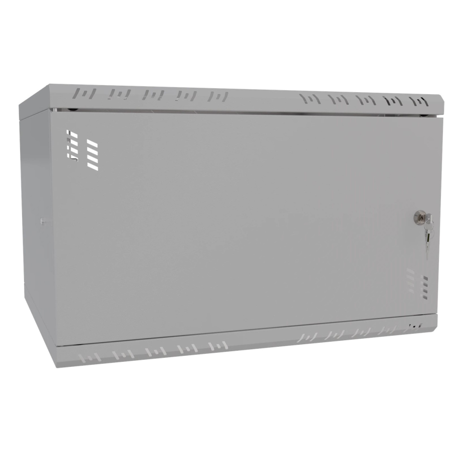 Armario en Rack 19" 6U, 450mm, Puerta metálica, Gris