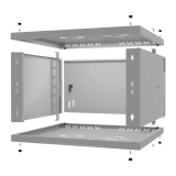 Armario en Rack 19" 6U, 450mm, Puerta metálica, Gris