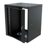 Armario en Rack 19" 12U, 450mm, Puerta de Cristal, Negro