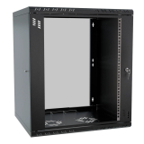 Armario en Rack 19" 12U, 450mm, Puerta de Cristal, Negro