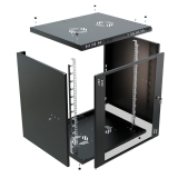 Armario en Rack 19" 12U, 450mm, Puerta de Cristal, Negro