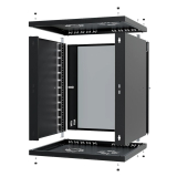 Armario en Rack 19" 12U, 450mm, Puerta de Cristal, Negro