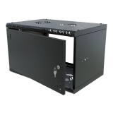 Armario en Rack 19" 6U, 350mm, Puerta metálica, Negro