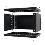 Armario en Rack 19" 6U, 350mm, Puerta metálica, Negro