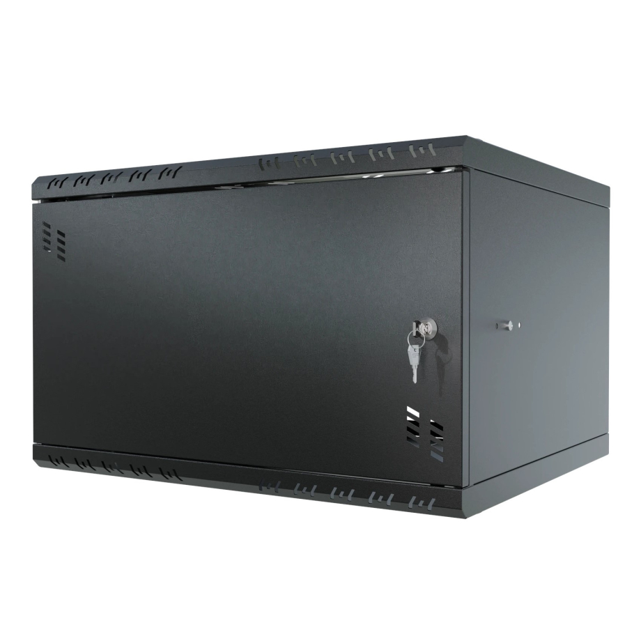 Armario en Rack 19" 6U, 450mm, Puerta metálica, Negro