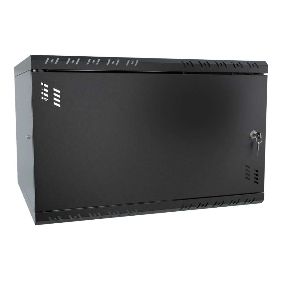 Armario en Rack 19" 6U, 450mm, Puerta metálica, Negro