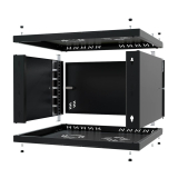 Armario en Rack 19" 6U, 450mm, Puerta metálica, Negro