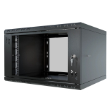 Armario en Rack 19" 6U, 450mm, Puerta de Cristal, Negro