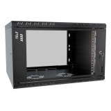 Armario en Rack 19" 6U, 450mm, Puerta de Cristal, Negro