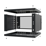 Armario en Rack 19" 6U, 450mm, Puerta de Cristal, Negro