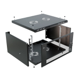 Armario en Rack 19" 6U, 450mm, Puerta de Cristal, Negro