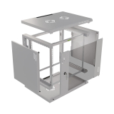 Armario en Rack Pro 19" 9U, 450mm, Puerta de Cristal, Gris