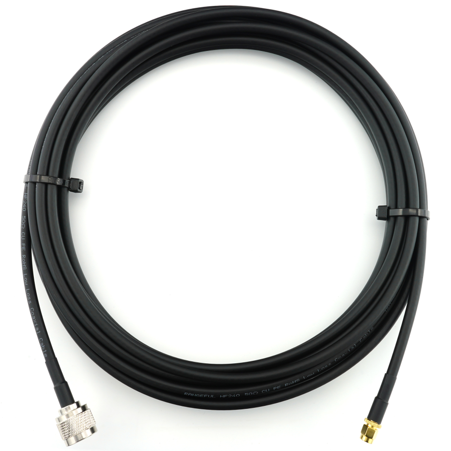 SMA macho a N macho 10m cable coaxial — HF240 (equivalente a LMR240)
