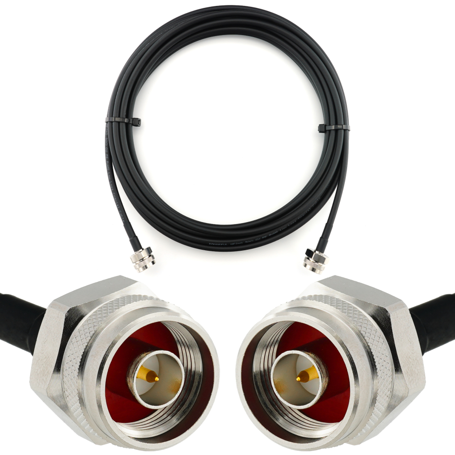 N macho a N macho Hex 10m cable coaxial — HF240 (equivalente a LMR240)