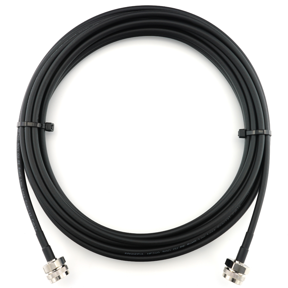 N macho a N macho Hex 10m cable coaxial — HF240 (equivalente a LMR240)
