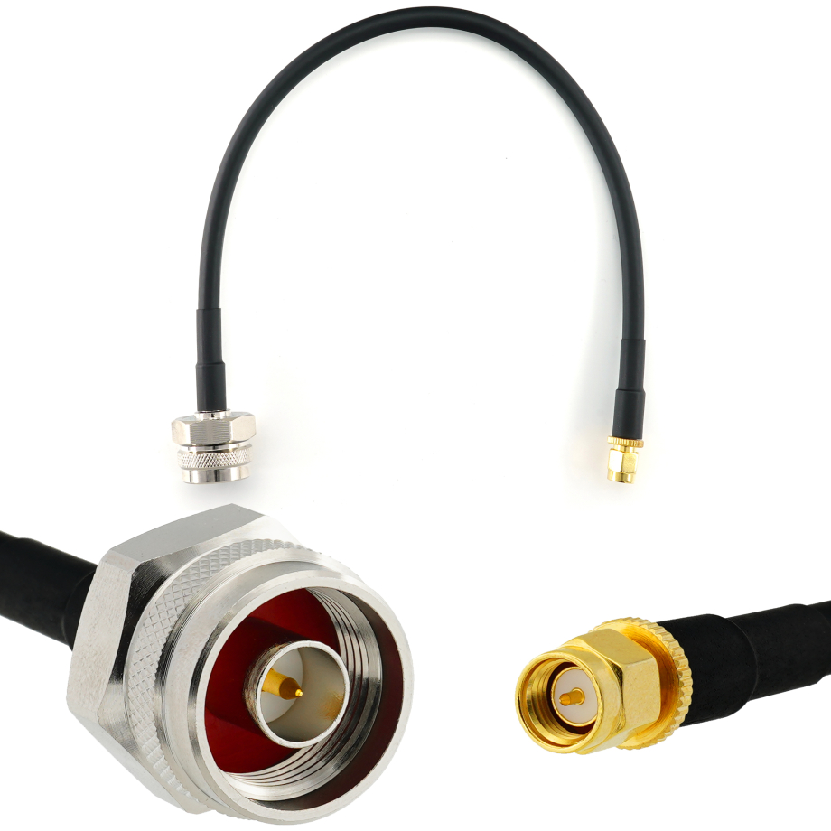 SMA macho a N macho Hex 30cm cable coaxial — HF240 (equivalente a LMR240)