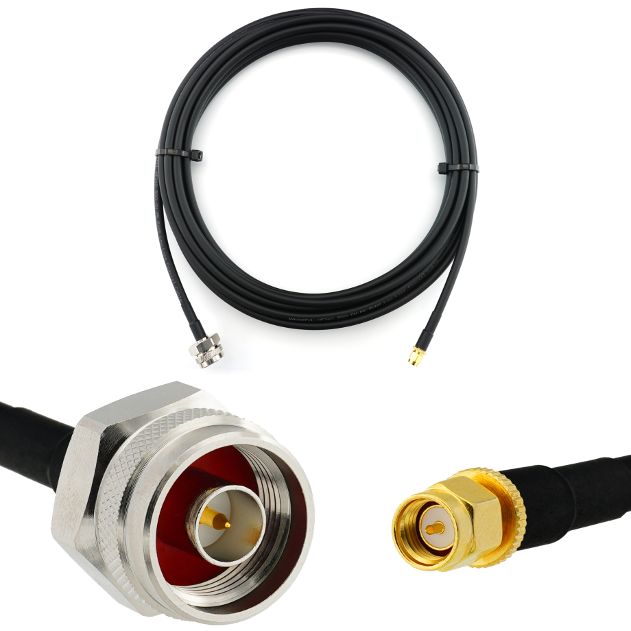 SMA macho a N macho Hex 10m cable coaxial — HF240 (equivalente a LMR240)