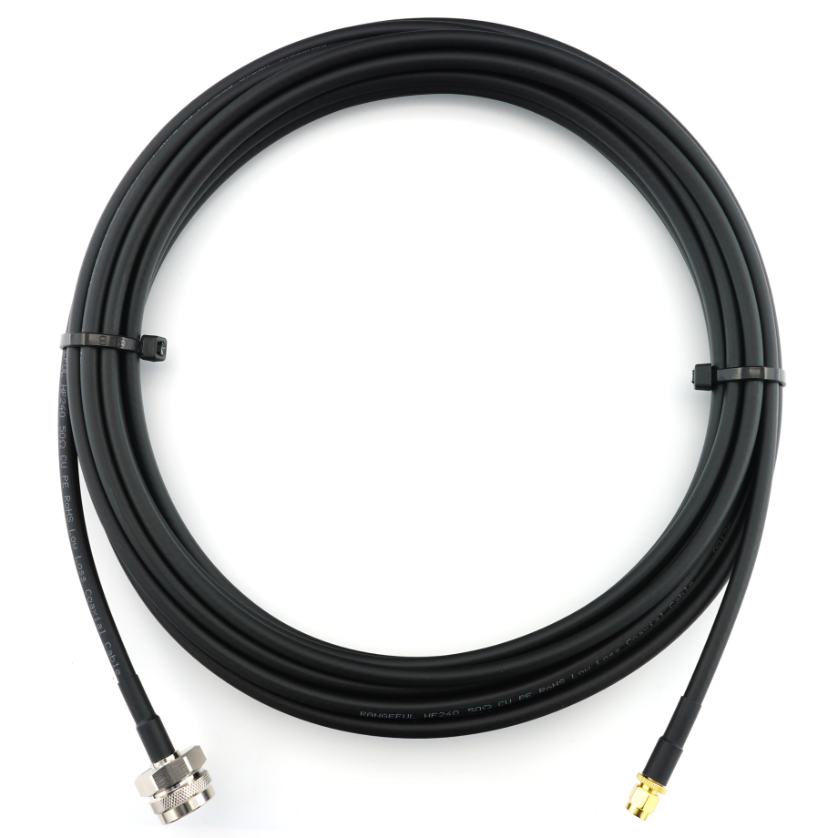 SMA macho a N macho Hex 10m cable coaxial — HF240 (equivalente a LMR240)