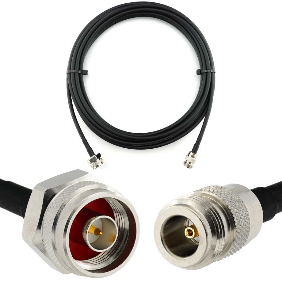 N macho Hex a N hembra 5m cable coaxial — HF240 (equivalente a LMR240)