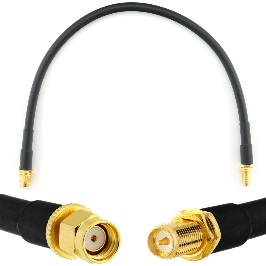 RP-SMA macho a RP-SMA hembra 30cm cable coaxial — HF240 (equivalente a LMR240)