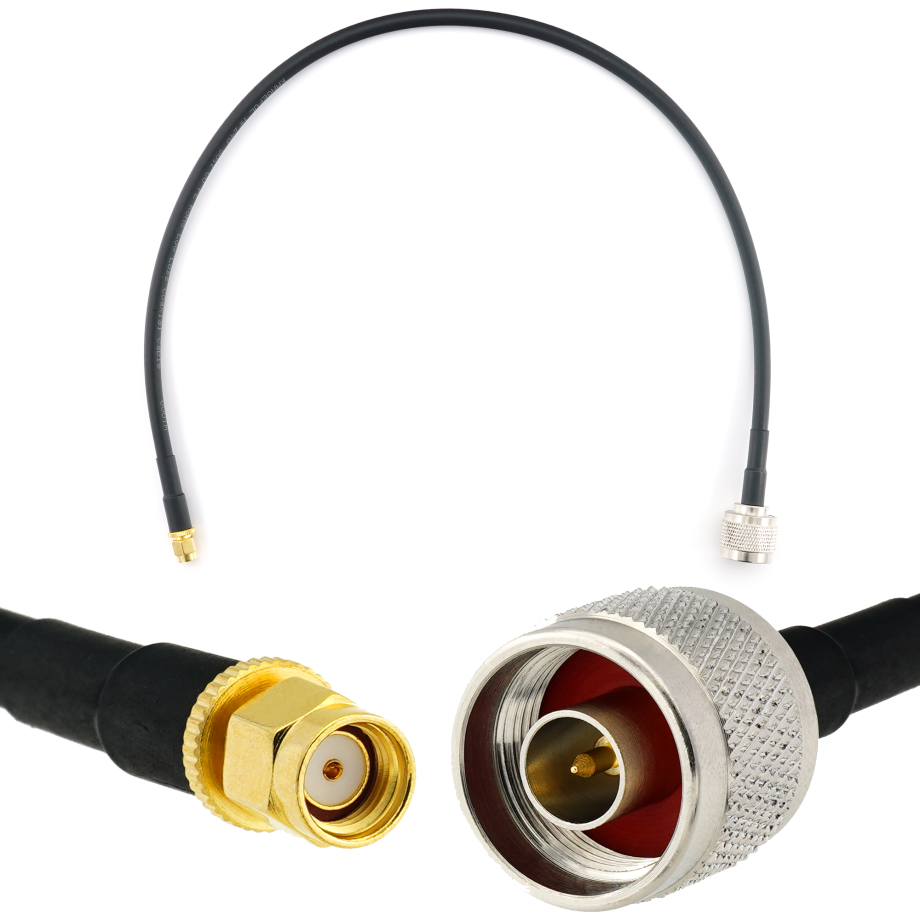 RP-SMA macho a N macho 50cm cable coaxial — HF240 (equivalente a LMR240)
