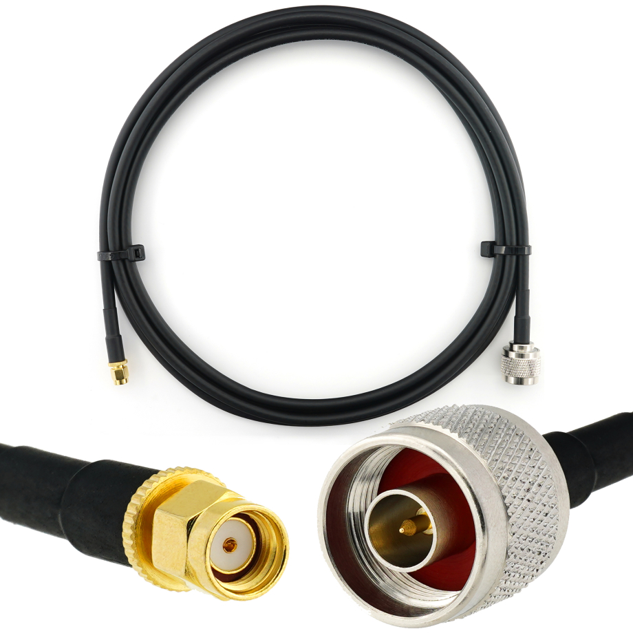 RP-SMA macho a N macho 2m cable coaxial — HF240 (equivalente a LMR240)