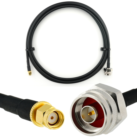 RP-SMA macho a N macho Hex 2m cable coaxial — HF240 (equivalente a LMR240)