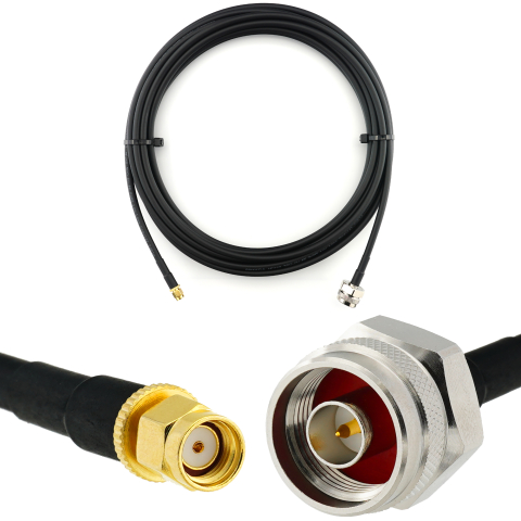 RP-SMA macho a N macho Hex 10m cable coaxial — HF240 (equivalente a LMR240)