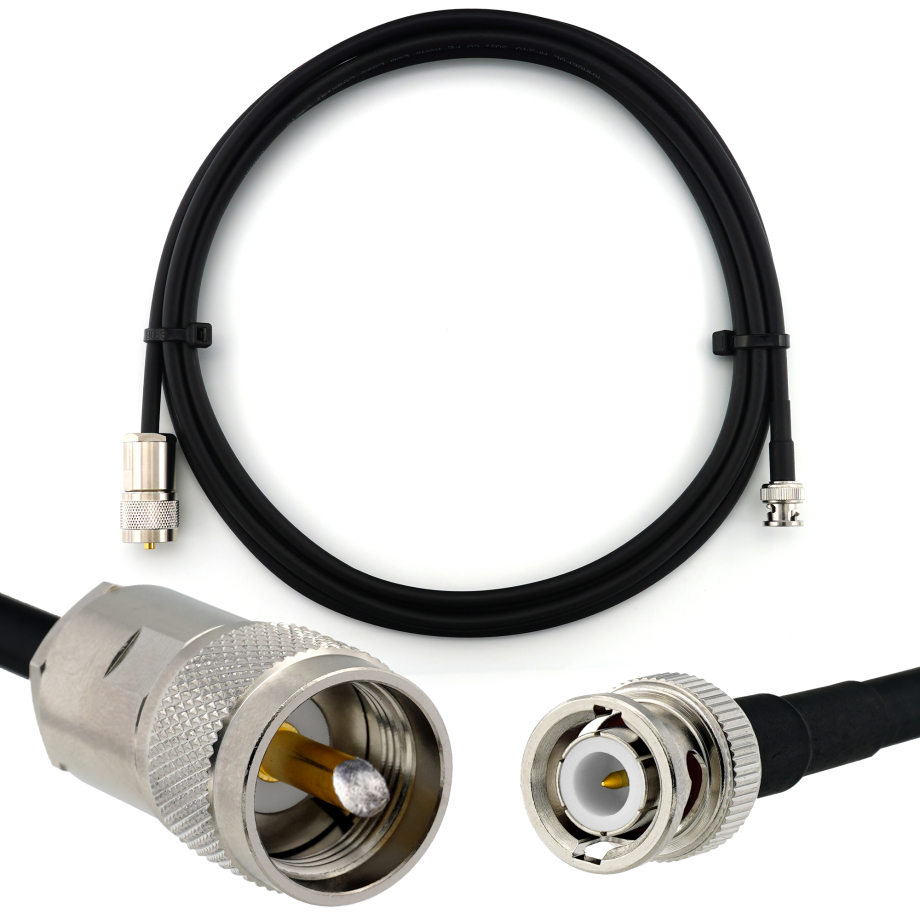 BNC macho a PL259 3m UHF cable coaxial — HF240 (equivalente a LMR240)