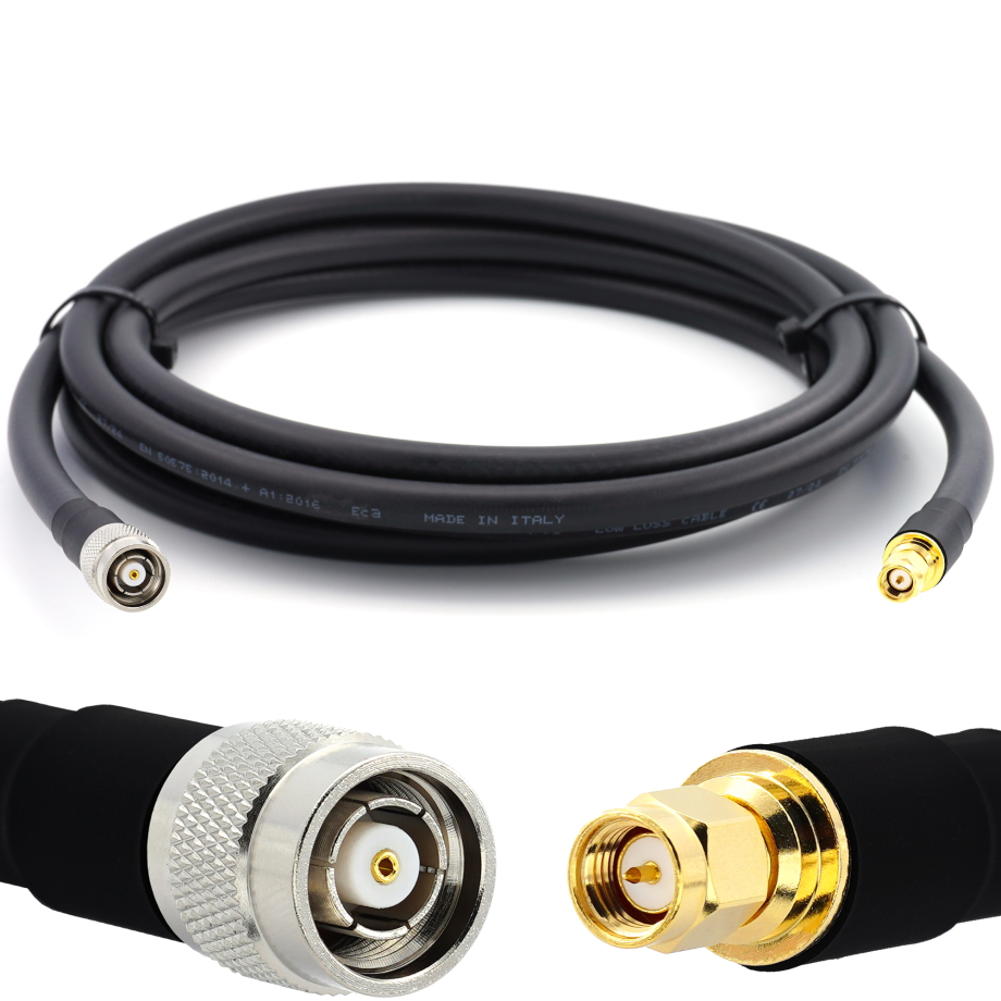 SMA macho a RP-TNC macho 20m cable coaxial — elástico HF-400-UF (equivalente a LMR400 UF UltraFlex)