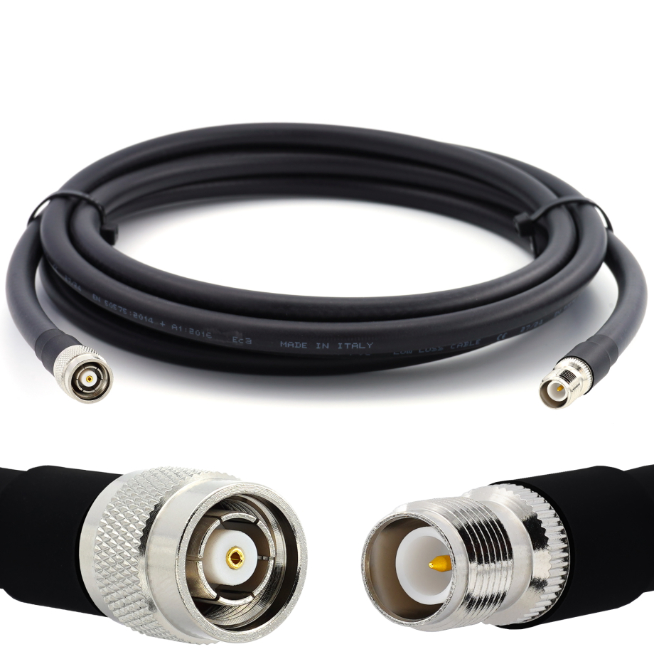 RP-TNC macho a RP-TNC hembra 20m cable coaxial — elástico HF-400-UF (equivalente a LMR400 UF UltraFlex)