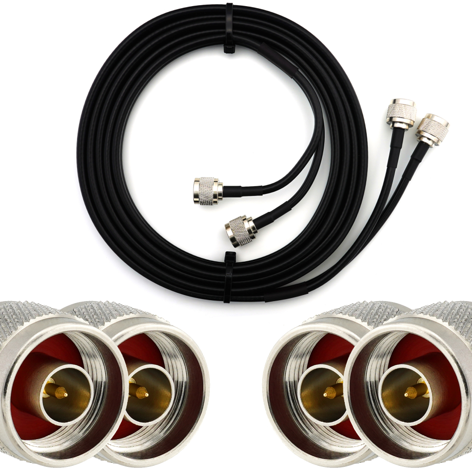 N macho a N macho 3m cable coaxial doble — HF240 (equivalente a LMR240)