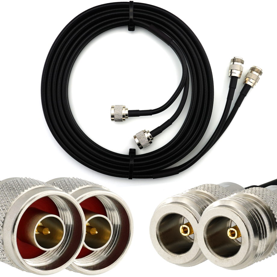 N macho a N hembra 5m cable coaxial doble — HF240 (equivalente a LMR240)