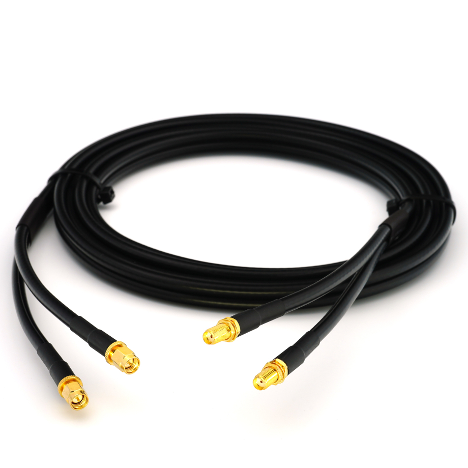 SMA macho a SMA hembra 12m cable coaxial doble — HF240 (equivalente a LMR240)