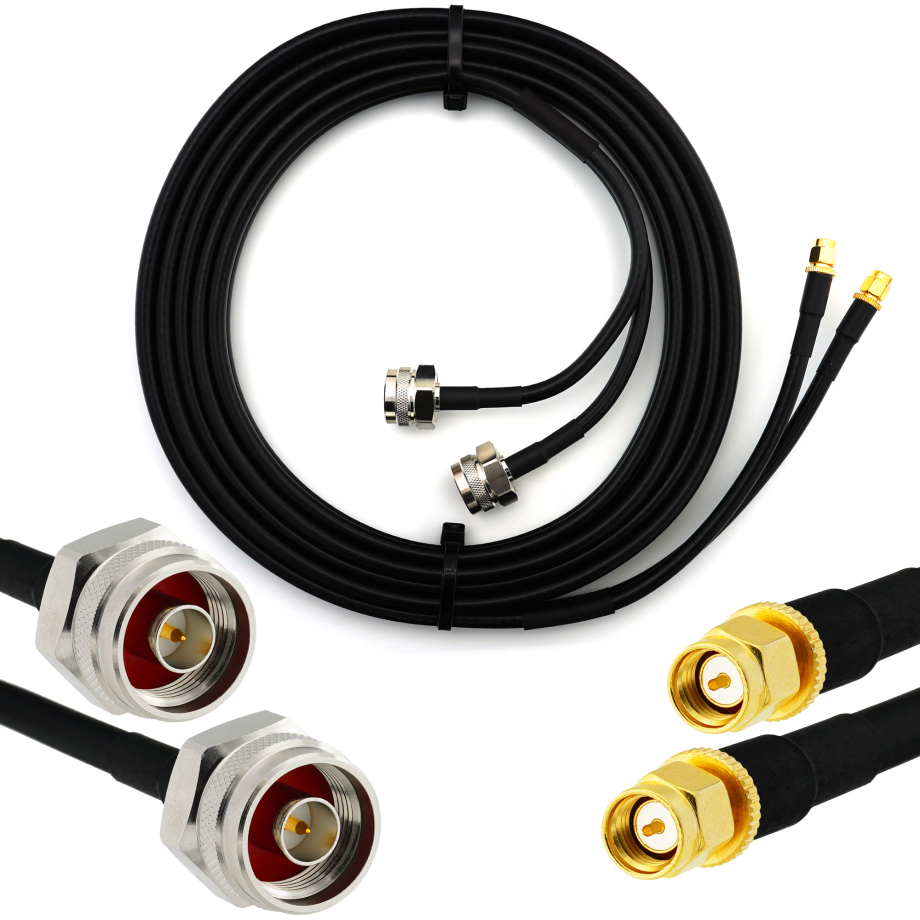SMA macho Hex a N macho Hex 10m cable coaxial doble — HF240 (equivalente a LMR240)