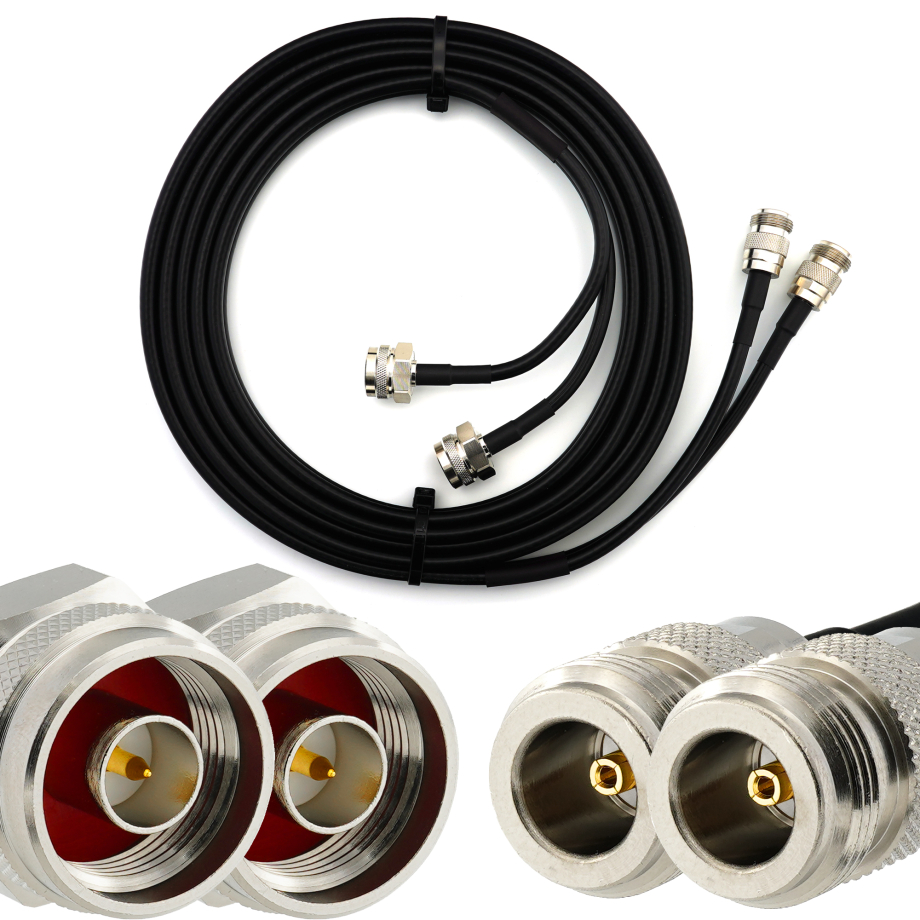 N macho Hex a N hembra 5m cable coaxial doble — HF240 (equivalente a LMR240)
