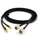 RP-SMA macho a N macho 2m cable coaxial doble — HF240 (equivalente a LMR240)