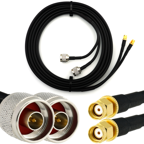RP-SMA macho a N macho 15m cable coaxial doble — HF240 (equivalente a LMR240)