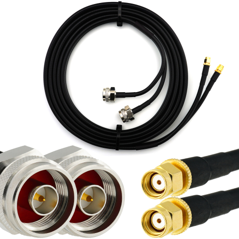 RP-SMA macho a N macho Hex 1m cable coaxial doble — HF240 (equivalente a LMR240)