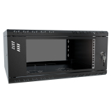Armario en Rack 19" 4U, 450mm, Puerta de Cristal, Negro